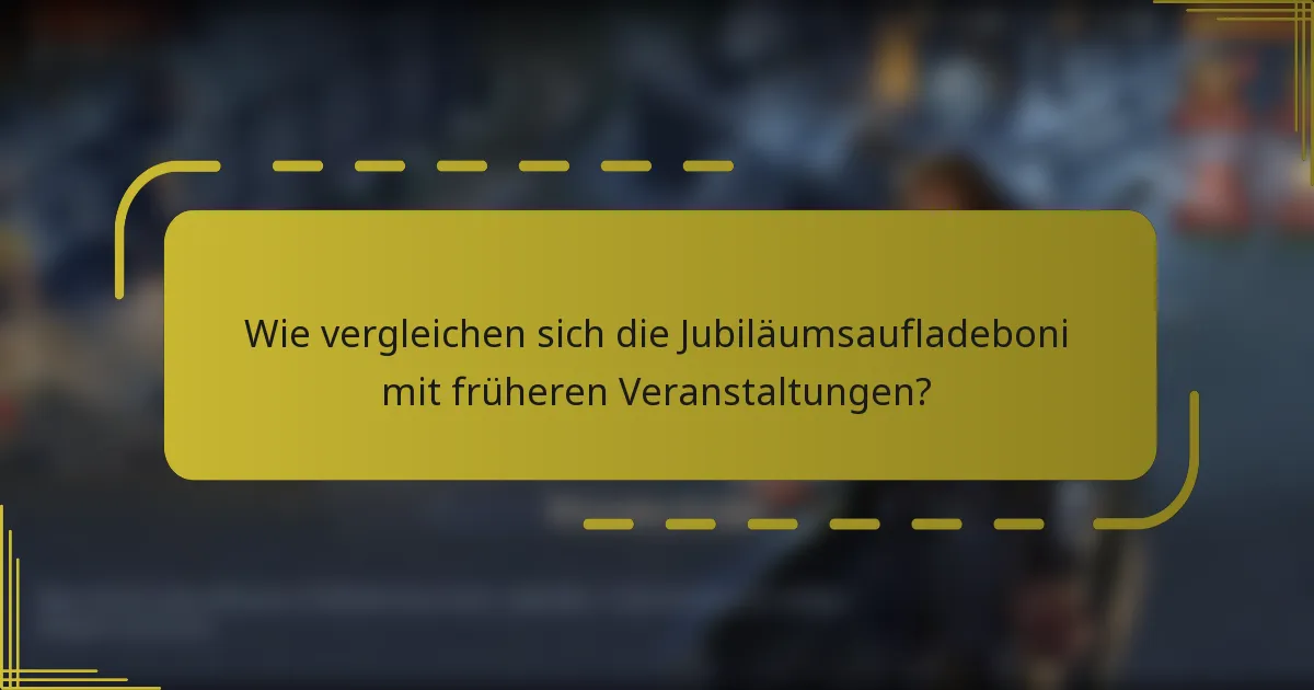 Wie vergleichen sich die Jubiläumsaufladeboni mit früheren Veranstaltungen?